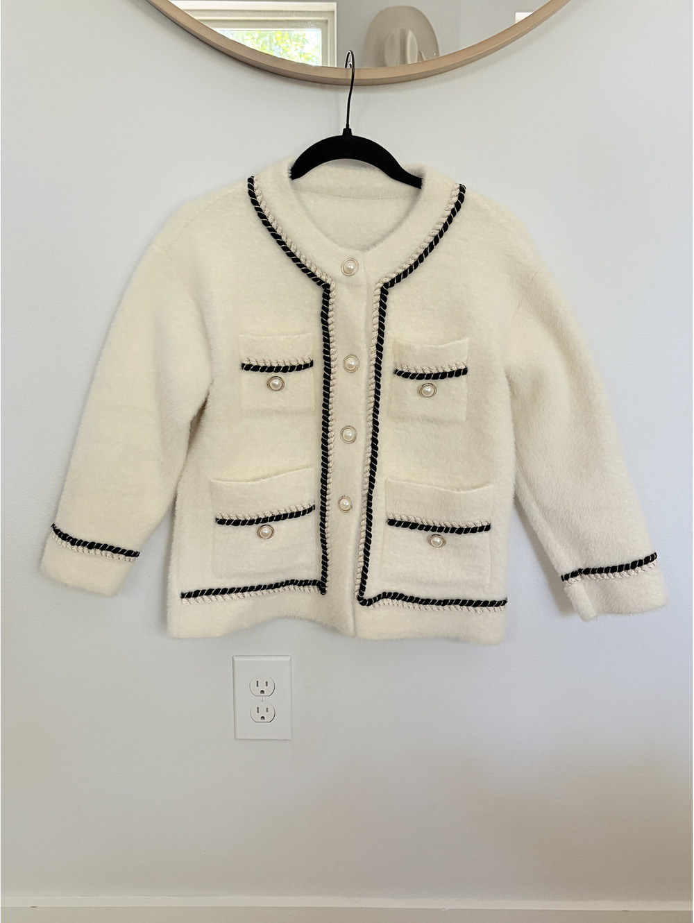 Ivory Cardigan Mohair Cotton Chanel-Inspired Preppy Classic